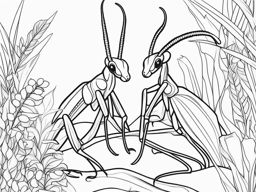 praying mantises cute animals coloring page 