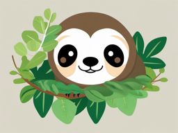 Cute Sloth in a Leafy Canopy  clipart, simple