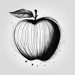 drawing of an apple with seeds  minimal rough sketch scribbles,doodles,black and white