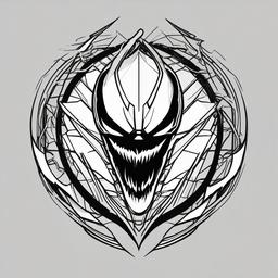 drawing of Venom's logo  minimal rough sketch scribbles,doodles,black and white