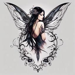 dark fairy tattoo designs  simple color tattoo style,white background