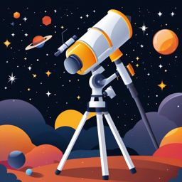 Space Telescope clipart - Space telescope observing the cosmos, ,vector color clipart,minimal