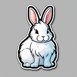 Bunny Sticker - A fluffy bunny with floppy ears, ,vector color sticker art,minimal