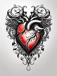 Heart tattoo on chest, Heart tattoo on the chest, a bold declaration of love and passion. , tattoo color art, clean white background