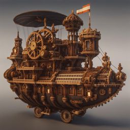 steampunk airship with intricate gears and propellers - minecraft house design ideas minecraft block style