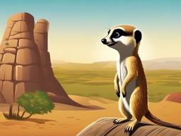 Meerkat cartoon - Meerkat standing on lookout  