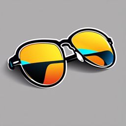 Sunglasses Reflection Sticker - Sunglasses with a reflective surface, ,vector color sticker art,minimal