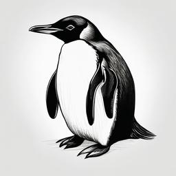 drawing of penguin  minimal rough sketch scribbles,doodles,black and white