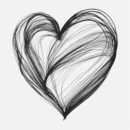 easy drawing of heart  minimal rough sketch scribbles,doodles,black and white