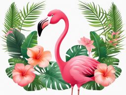 Cute Flamingo in a Tropical Haven  clipart, simple