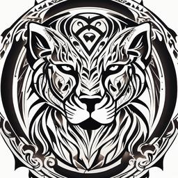 Tribal Black Panther Tattoo-Intricate and tribal-inspired representation of a panther in tattoo art.  simple color tattoo,white background