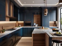 Elegant Artistic Kitchen - Create a kitchen that doubles as an artistic and creative space. , kitchen layout design ideas, multicoloured, photo realistic, hyper detail, high resolution,