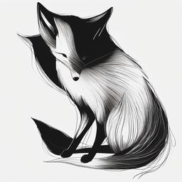 sketch of a fox  minimal rough sketch scribbles,doodles,black and white