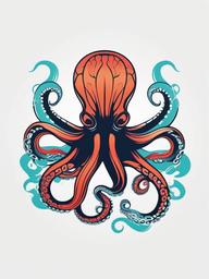 Hawaiian Octopus Tattoo - Infuse tropical vibes into your tattoo with a design featuring an octopus inspired by Hawaiian aesthetics.  simple vector color tattoo,minimal,white background