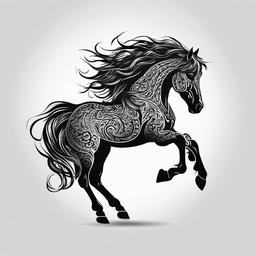 viking horse tattoo  simple tattoo,minimalist,white background