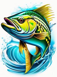 Mahi Tattoo,a captivating tattoo featuring the vibrant mahi-mahi, symbol of the excitement of saltwater angling. , tattoo design, white clean background