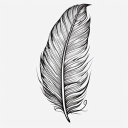 Feather Tattoo - A delicate feather tattoo carried by the wind  few color tattoo design, simple line art, design clean white background