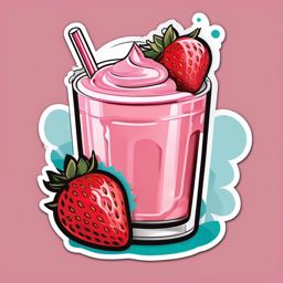 Strawberry Milkshake Sticker - Cool off with the sweet and fruity bliss of a strawberry milkshake, , sticker vector art, minimalist design