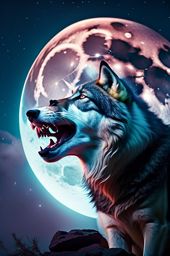 fenrir werewolf howls at the moon. 