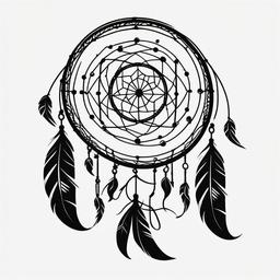 Black Dream Catcher Tattoo - Tattoo featuring a dream catcher with black elements.  simple vector tattoo,minimalist,white background