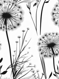 dandelion tattoo black and white design 