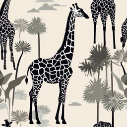 Giraffe clipart - Tallest land animal with a long neck and spotted coat, ,vector color clipart,minimal