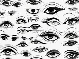 drawing of artistic eyes  minimal rough sketch scribbles,doodles,black and white