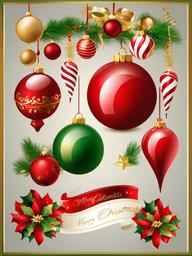 Merry Christmas clipart - holiday decorations and lights  