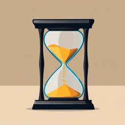 Hourglass Sand Timer Clipart - An hourglass sand timer measuring the passage of time with cascading sand grains, an age-old timekeeper.  color clipart, minimalist, vector art, 