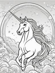 Unicorn in a Dream Bubble Coloring Pages - Floating Unicorn Surrounded by Dreams  minimal black outline printable sheet, coloring page