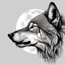 Tattoo Wolf Howling,lone wolf in ink, forever raising its voice to the moon, cry of the untamed. , tattoo design, white clean background