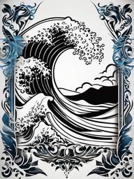 Hawaiian Wave Tattoo - Blends Hawaiian cultural elements with wave motifs, symbolizing connection to the ocean.  simple tattoo design
