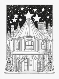 Winter Stars Coloring Pages - Clear Winter Nights Full of Stars  minimal black outline printable sheet, coloring page