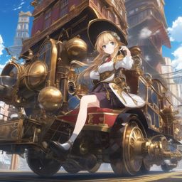 Steam-powered city with inventive contraptions. anime, wallpaper, background, anime key visual, japanese manga