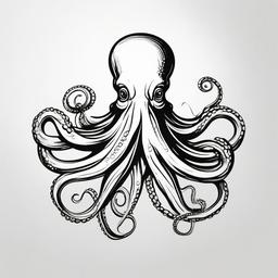 simple drawing of octopus  minimal rough sketch scribbles,doodles,black and white