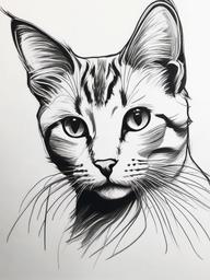 simple drawing of a cat  minimal rough sketch scribbles,doodles,black and white