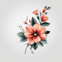 italian flower tattoo  simple color tattoo,minimal,white background