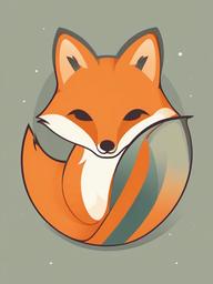 Cute clipart - adorable fox curled up in a ball  color,minimalist,vector clipart