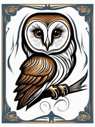 Barn Owl Tattoo - Capture the elegance of a barn owl in a stunning tattoo design.  simple color tattoo,vector style,white background