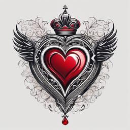 Ace of Heart Tattoo-Creative and stylish tattoo featuring the ace of hearts, showcasing artistic design and symbolism.  simple color tattoo,white background