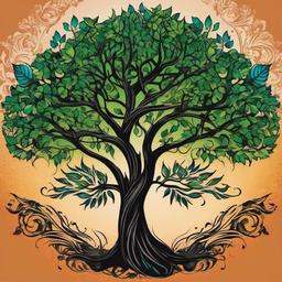 best tree tattoo  simple vector color tattoo