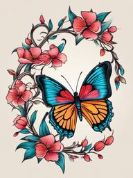 tree butterfly tattoo  simple vector color tattoo