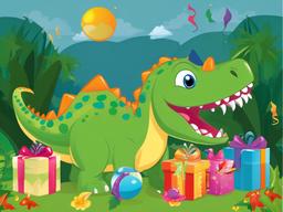 Dinosaur Birthday Illustration,Celebratory dinosaur illustrations for birthdays  vector clipart