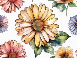 Daisy Watercolor Tattoo-Artistic expression with a daisy watercolor tattoo, capturing the essence of painted beauty.  simple vector color tattoo