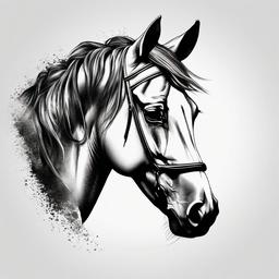 half horse head tattoo  simple tattoo,minimalist,white background