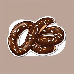 Chocolate-covered Pretzel Sticker - Satisfy your sweet and salty cravings with a chocolate-covered pretzel, , sticker vector art, minimalist design