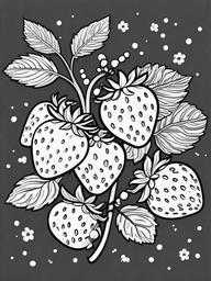 Fruit Coloring Pages - Strawberries with tiny seeds and leaves  simple coloring pages