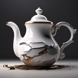 Cracked and chipped teapot spills out wisdom with every pour.  8k, hyper realistic, cinematic