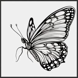 butterfly line art tattoo  simple color tattoo, minimal, white background