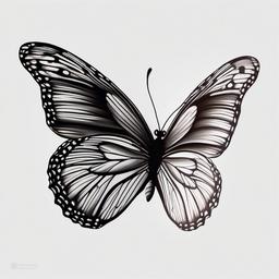 butterfly illusion tattoo  simple color tattoo, minimal, white background